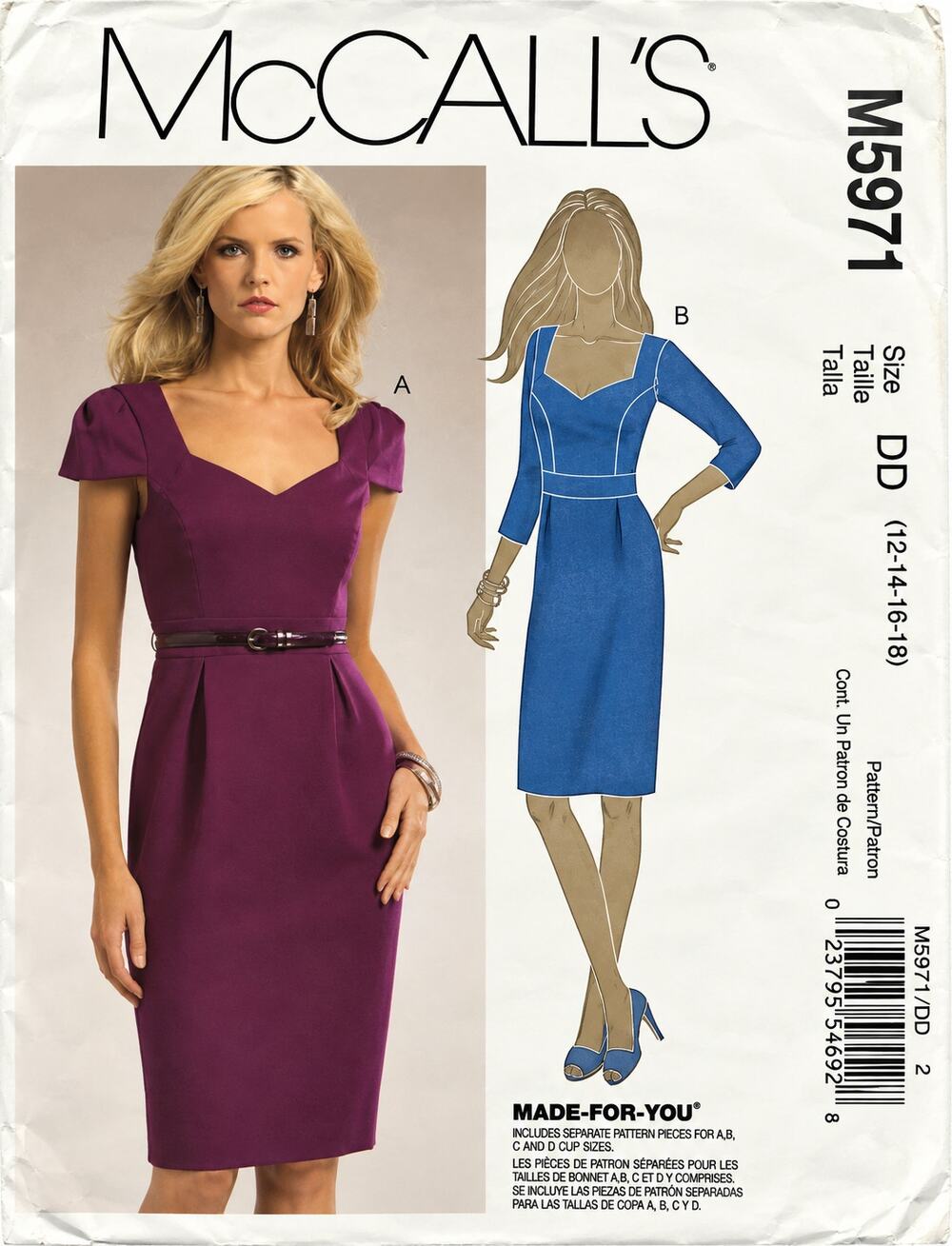 McCalls M5971 Sizes 12-14-16-18 Sheath Dress Sewing Pattern Uncut